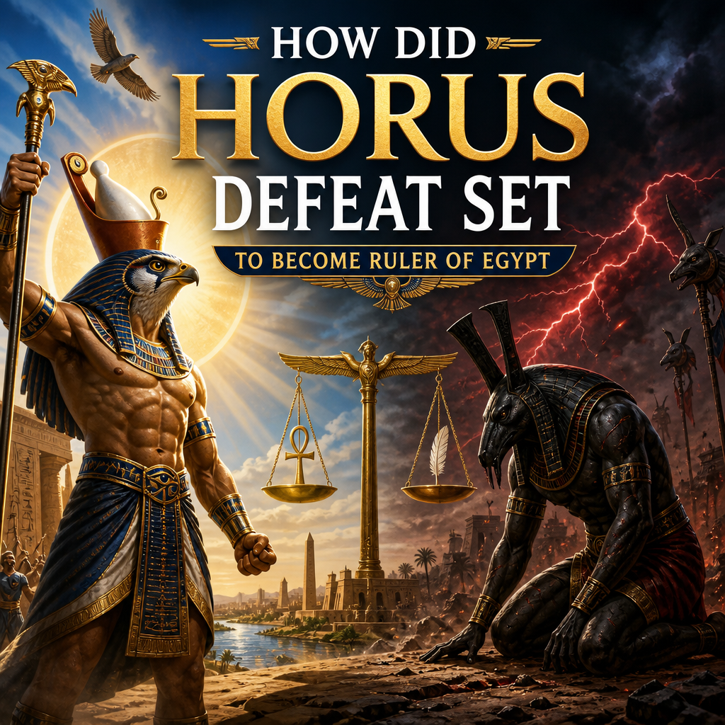 Horus and Set battling in ancient Egypt over rightful rulership of the land