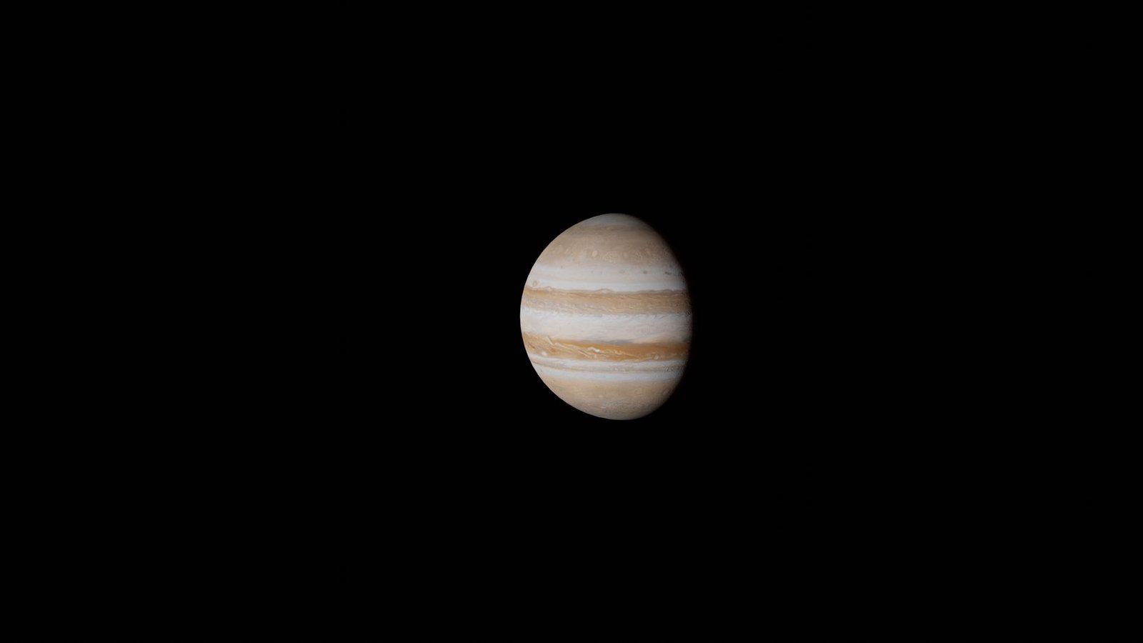 Planet Jupiter against a black space background, the gas giant of Roman mythology’s Jupiter and Greek Zeus comparison