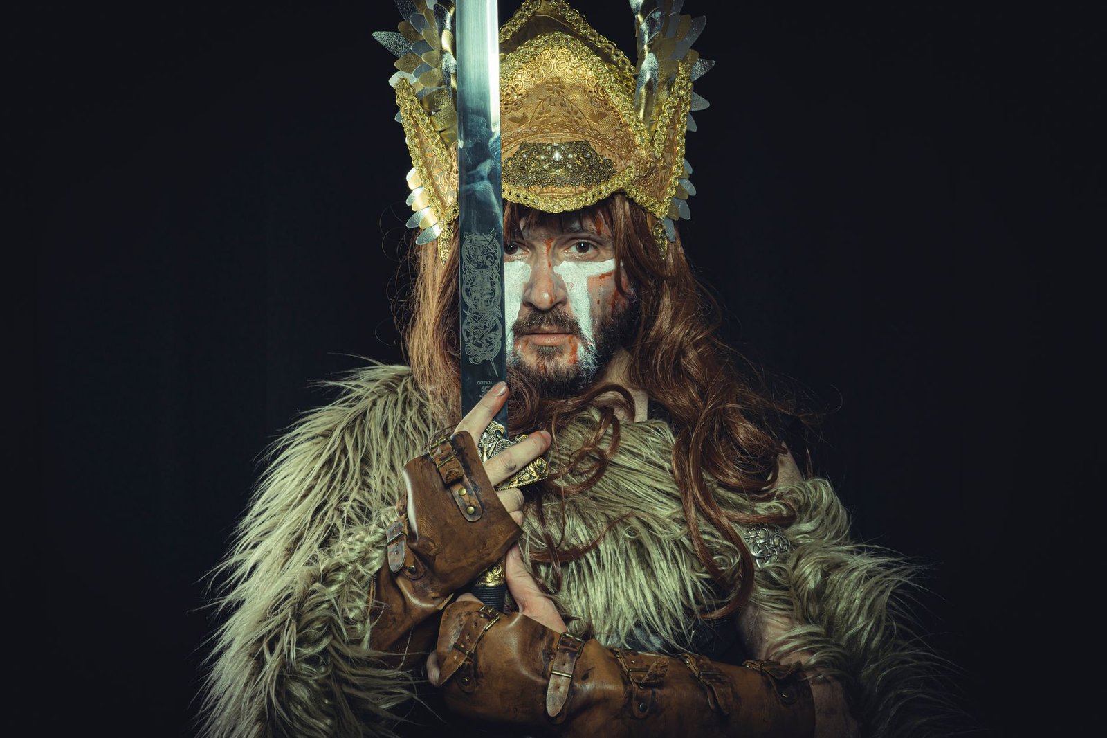 Viking warrior with sword, evoking Loki’s conflict in the Lokasenna in Norse mythology