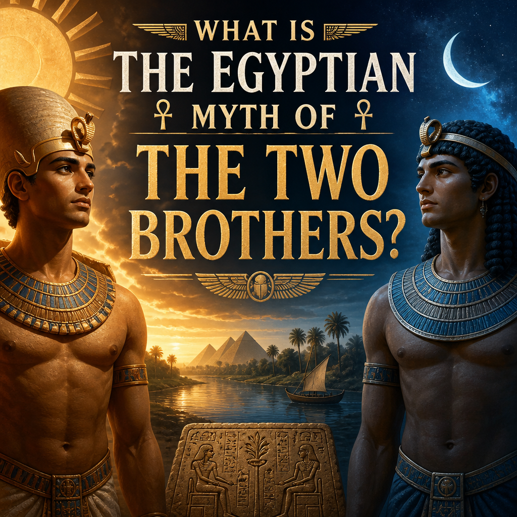 Ancient Egyptian illustration of Anpu and Bata in the myth of the Two Brothers
