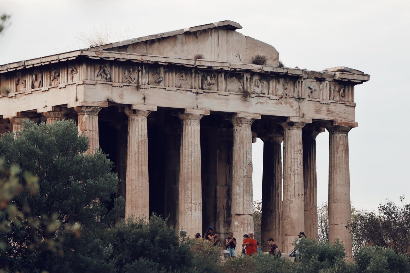 Parthenon ruins with columns, evoking Hephaestus in Greek mythology and ancient Greek gods