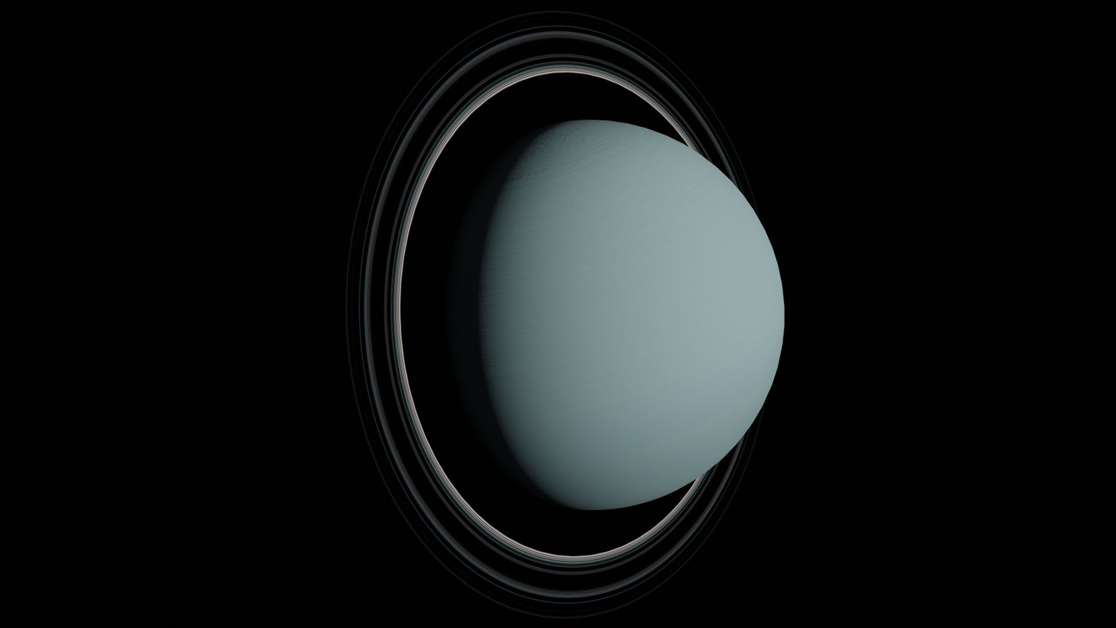 Planet Uranus with visible rings in space, representing Uranus in Greek mythology