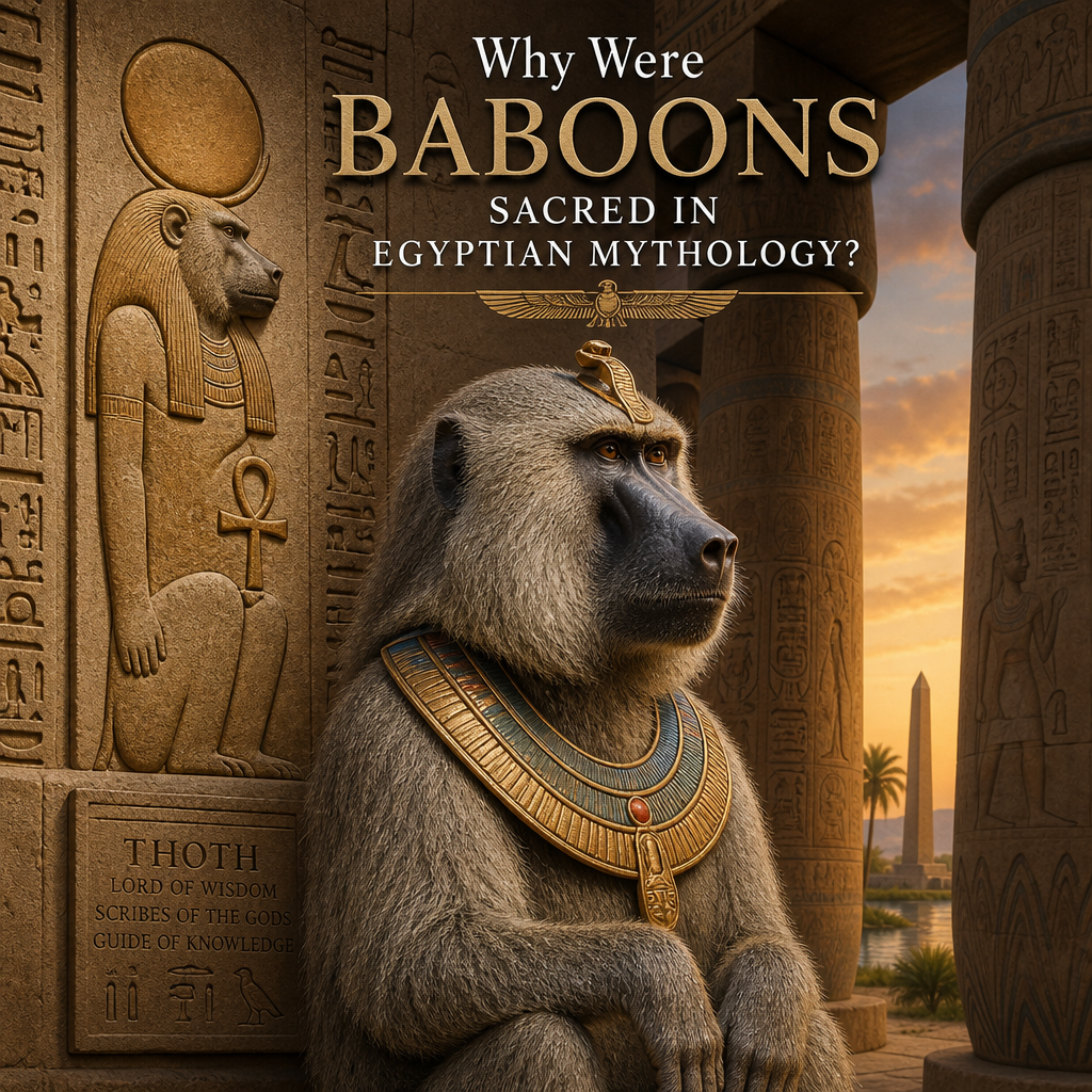 Sacred baboons in Egyptian mythology linked to Thoth, wisdom, the moon, and divine judgment